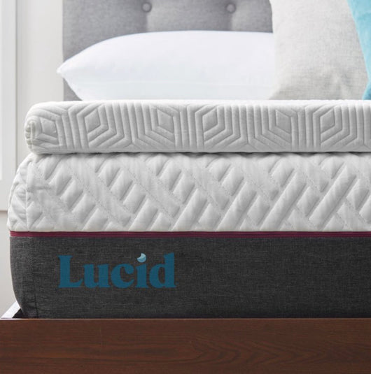 Lucid Memory Foam Mattress Topper, Queen, 3 inch, Cooling Gel and Aloe Infused, Plush (Cover Included)- NEW IN BOX!!!