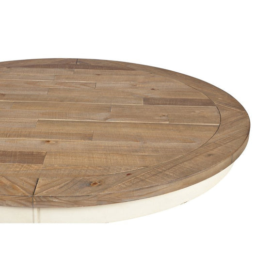 Roundhill Furniture Prato 3-Piece Round Dining Table Set with Cross Back Chairs, Antique White and Distressed Oak! (SOLID WOOD)  -Brand new & Assembled (Must Bring Pick up or Trailer for pick up)