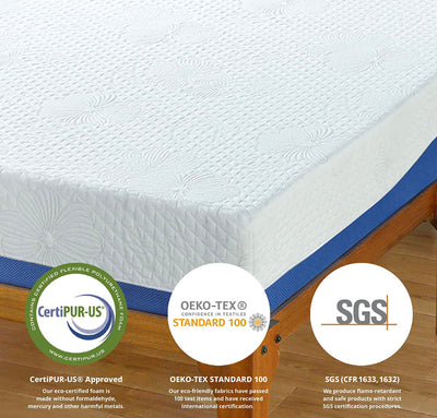 Olee Sleep 10 Inch Gel Infused Layer Top Memory Foam Mattress, King, Blue- NEW IN BOX!!!