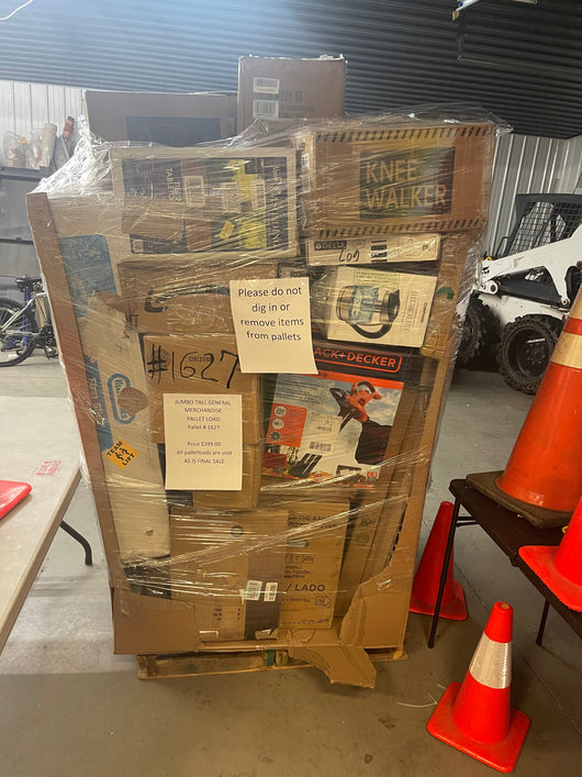 Jumbo huge liquidation pallet- over 7 ft tall ! Pallet number 1627