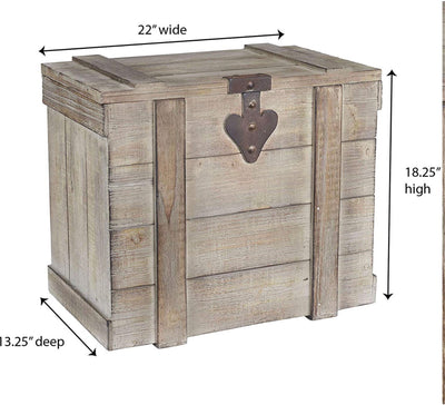 Household Essentials White Washed Rustic Decorative Wooden Trunk, Medium- NEW!!!