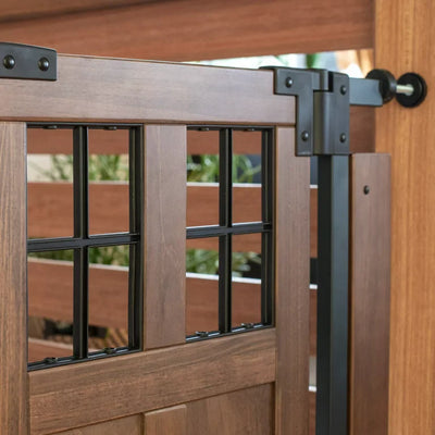 Evenflo Barn Door Walk-Thru Wood Baby Gate, Pressure/Hardware Mount, Stair Stopper, Whisper Swing, 29" - 43", Farmhouse Collection**New in box**