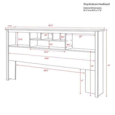 Prepac Monterey White King Bookcase Headboard**New in Box**