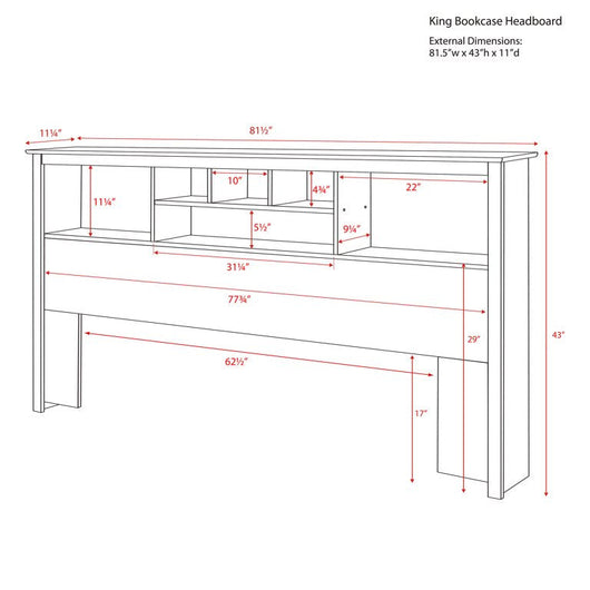Prepac Monterey White King Bookcase Headboard**New in Box**