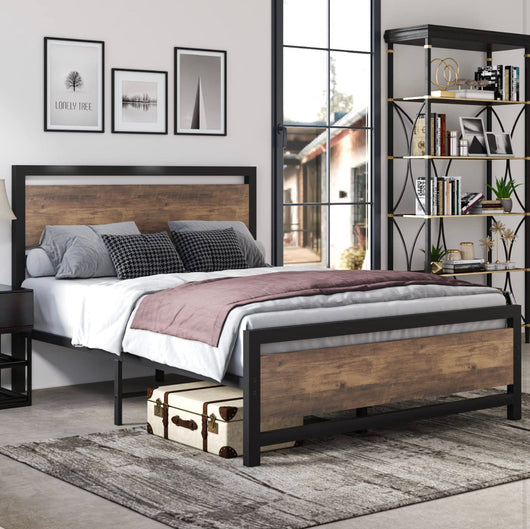 Full Size Bed Base With Headboard/Footboard matrimonial industrial metal platform bed base with resistant steel slats that supports the mattress base, double bed storage under the bed, no box spring - Full Size!  -Brand new in the box