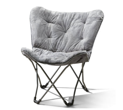 Mainstays Folding Faux Fur Butterfly Chair, Gray- NEW!!!