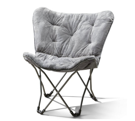Mainstays Folding Faux Fur Butterfly Chair, Gray- NEW!!!