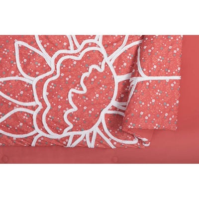 The Pioneer Woman 4-Piece Comforter Set, Tufted Floral Bedding, Coral, King**New in box**