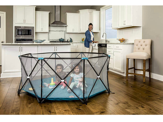 Regalo My Play Deluxe Extra Large Portable Play Yard Indoor and Outdoor, Bonus Kit, Washable, Teal, 8-Panel**New in Box**