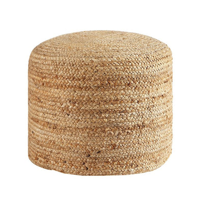 MoDRN Solid Print Hand Woven Jute Floor Pouf, Natural**New**