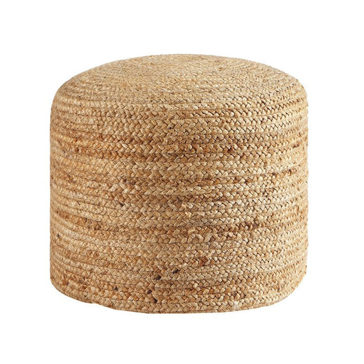 MoDRN Solid Print Hand Woven Jute Floor Pouf, Natural**New**