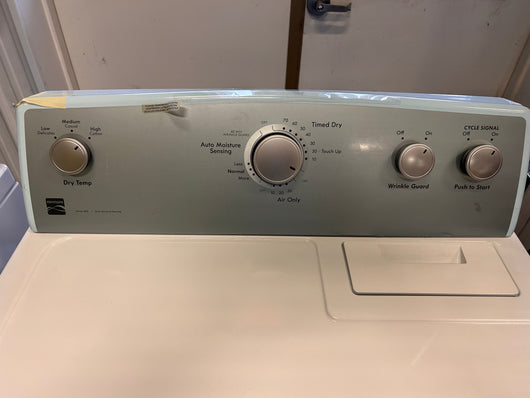 Kenmore Front Load Electric Dryer with Wrinkle Guard and 7.0 Cubic Ft. Total Capacity, White!  -Brand new never used but is dented from shipping, photos shown. (Front left edge is tape over to keep closed)