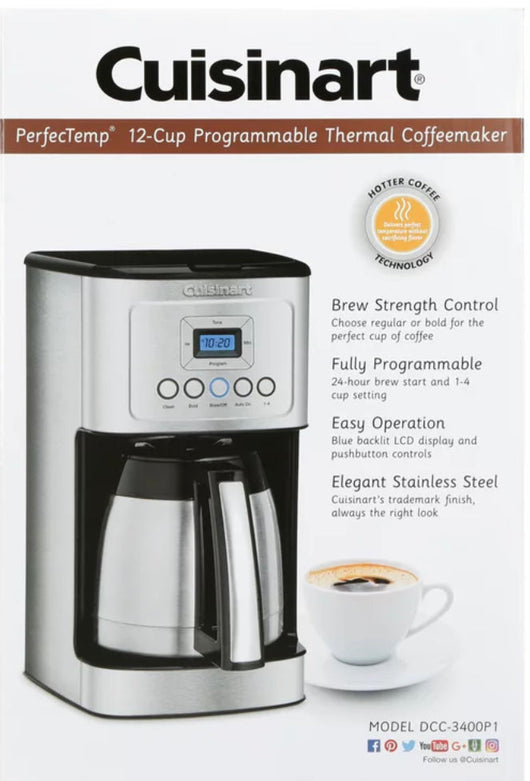 Cuisinart 12 Cup Programmable Thermal Coffeemaker, Silver- NEW, TESTED AND WORKS GREAT!!!