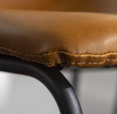 Walker Edison Douglas Urban Industrial Faux Leather Armless Bar Chairs, Set of 4, Whiskey Brown- NEW IN 2 BOXES!!!!