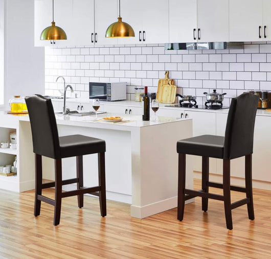 Yaheetech 2pcs Classic Upholstered Faux Leather Counter Stools Barstools, Brown - NEW IN BOX!!!!