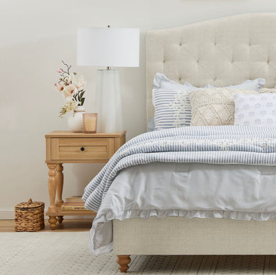 My Texas House Anna Upholstered Diamond Tufted Bed, King, Oat!! NEW IN BOXES(COMES IN 2 BOXES)!!