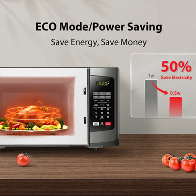 TOSHIBA EM925A5A-BS Countertop Microwave Oven, 0.9 Cu Ft With 10.6 Inch Removable Turntable, 900W, 6 Auto Menus, Mute Function & ECO Mode, Child Lock, LED Lighting, Black Stainless Steel**New,small dents from shipping**