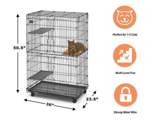 MidWest Collapsible Pet Playpen and Cat Cage, 4 Tier & 1 Pillow, 51"- NEW IN BOX (minor dent from shipping, does not affect functionality)