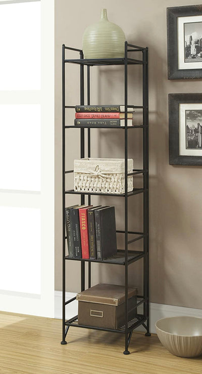 Convenience Concepts Xtra Storage 5 Tier Folding Metal Shelf, Black- NEW OUT OF BOX!!!