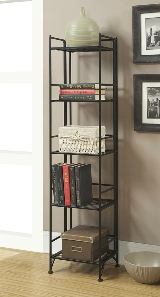 Convenience Concepts Xtra Storage 5 Tier Folding Metal Shelf, Black- NEW OUT OF BOX!!!