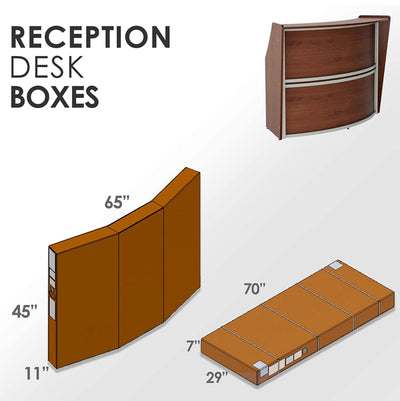 Linea Italia Curved Modern Office Desk Easy to Assembly Single Unit Reception Counter for Lobby, Salon, 70" x 27", Cherry- NEW IN 2 BOXES!!!