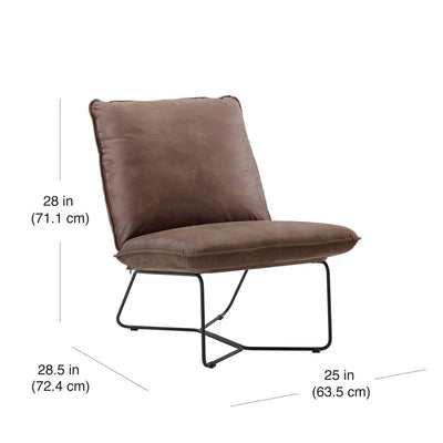 Better Homes & Gardens Pillow Lounge, Accent Chair, Brown Faux Leather Upholstery**New in box**