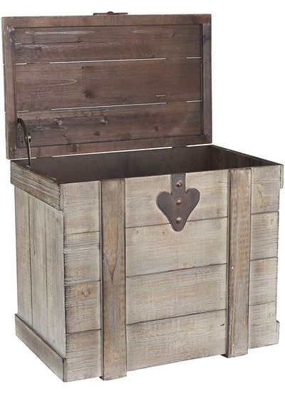 Household Essentials White Washed Rustic Decorative Wooden Trunk, Medium- NEW!!!