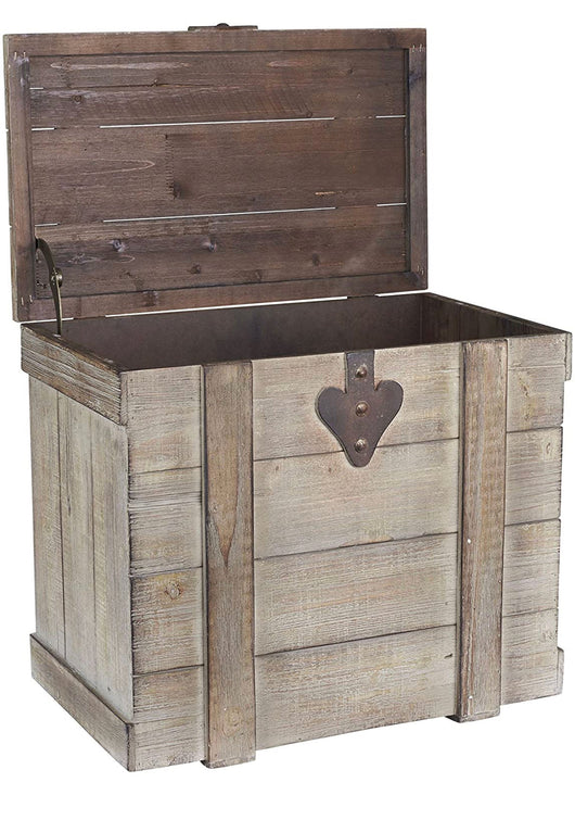 Household Essentials White Washed Rustic Decorative Wooden Trunk, Medium- NEW!!!