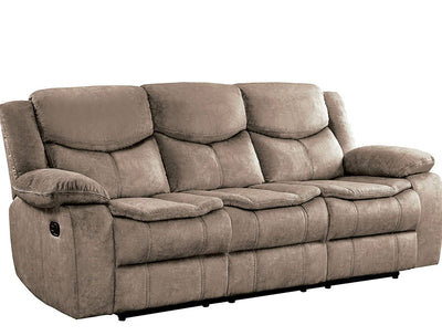 Lexicon Warrenton Faux Suede Manual Double Reclining Sofa, 87.5" W, Brown!  -Brand new out of the box