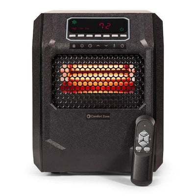 Comfort Zone 1,500-Watt Electric Digital Quartz Infrared Cabinet Space Heater with Remote Control in Black- NEW IN BOX