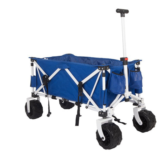 Mainstays Folding All-Terrain Wide-Track Wheeled Beach Wagon, Blue**New in Box**