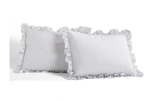 Lush Decor Ticking Stripe Ruffle Detail Bedspread, Full, Gray, 3-Pc Set- NEW IN BAG!!!