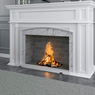 Barton 46x33 Fireplace Screen Tempered Glass 1 Panel Fire Door Freestanding Cover Decorative Spark Guard Gate Grate**New in box**