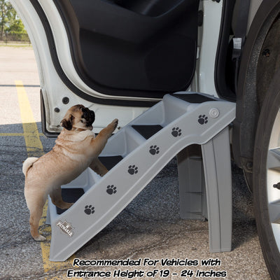 Pet Stairs Collection - Safe and Durable Indoor or Outdoor Ramp with 4-Step Design - Cat or Dog Steps for Couch, Bed, Truck, SUV, or Car by PETMAKER (Gray)**New in box**