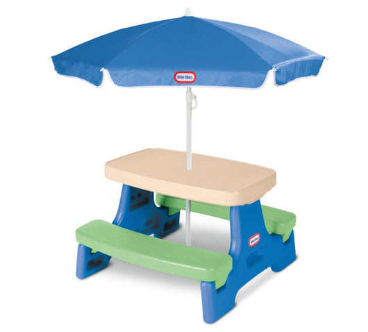 Little Tikes Easy Store Jr. Picnic Table with Umbrella, Blue & Green - Play Table with Umbrella, for Kids- NEW IN BOX!!!