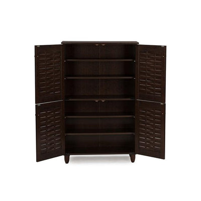 Baxton Studio Winda 2 Door Entryway Shoes Storage Cabinet, 9 Pairs of Shoes**New in Box**