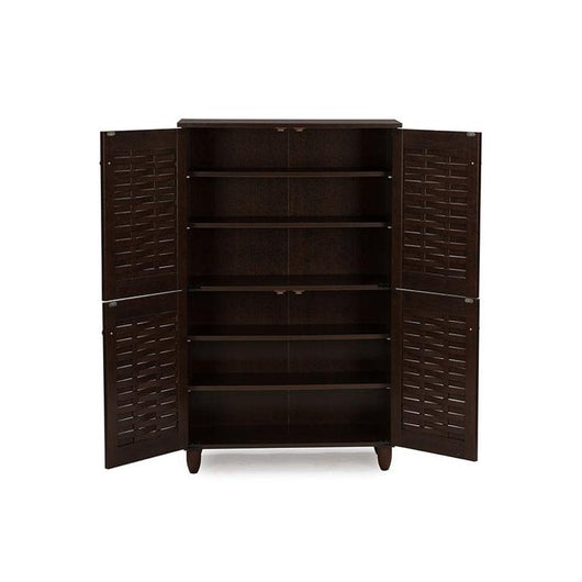 Baxton Studio Winda 2 Door Entryway Shoes Storage Cabinet, 9 Pairs of Shoes**New in Box**