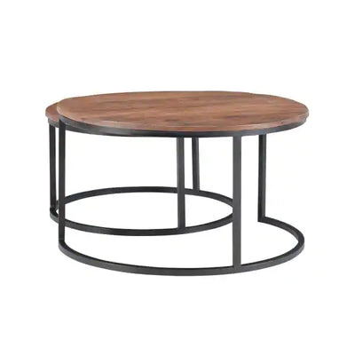 Cosimo 31 in. Length Brown 18 in. High Round Mango Wood Nesting Coffee Tables**New in Box**