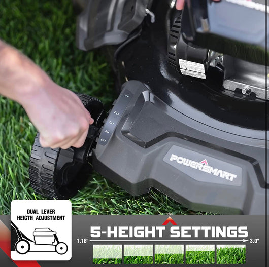 PowerSmart Self Propelled Gas Lawn Mower, 21-Inch 209cc 3-in-1 Walk-Behind Lawn Mowers, Black with Oil!  -Brand new and assembled