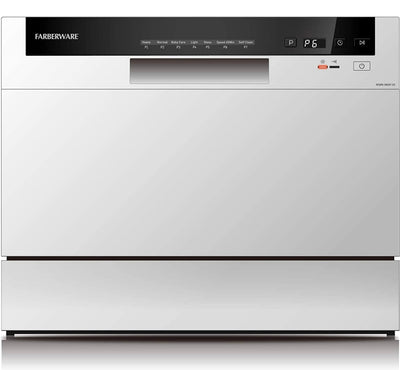 Farberware Professional Compact Portable Countertop Dishwasher with 6 Place Settings and Silverware Basket, LED Display, Energy Star, White!! NEW OUT OF BOX!!