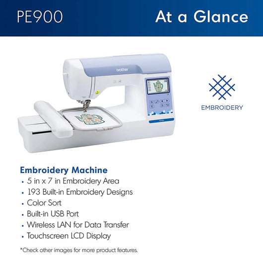 Brother PE800 Embroidery Machine, 138 Built-in Designs, 5" x 7" Hoop Area, Large 3.2" LCD Touchscreen, USB Port, 11 Font Styles- NEW IN BOX!!!!