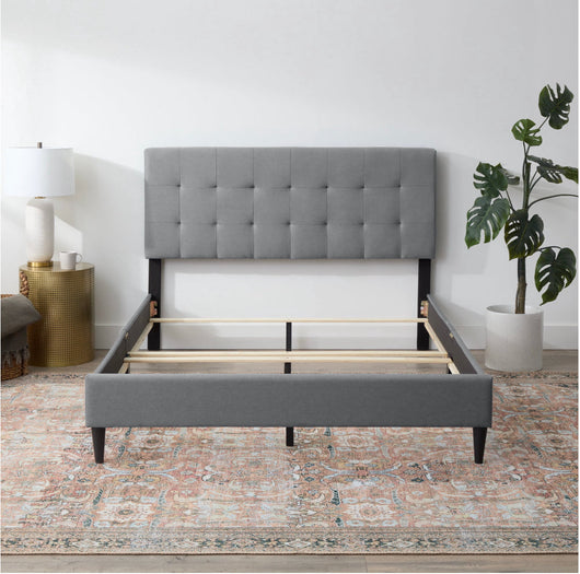 Rest Haven Upholstered Square Tufted Platform Bed, Queen, Stone!! NEW IN BOX!!