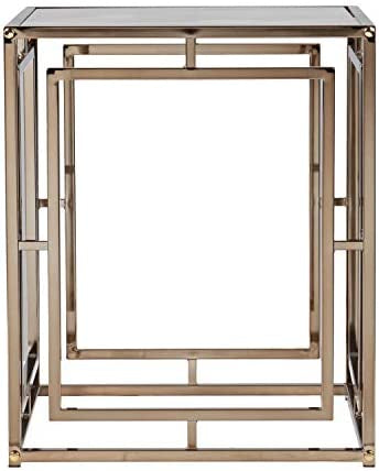 SEI Furniture Simondley End Table, Champagne- assembled- brand new