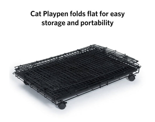 MidWest Collapsible Pet Playpen and Cat Cage, 4 Tier & 1 Pillow, 51"- NEW IN BOX (minor dent from shipping, does not affect functionality)