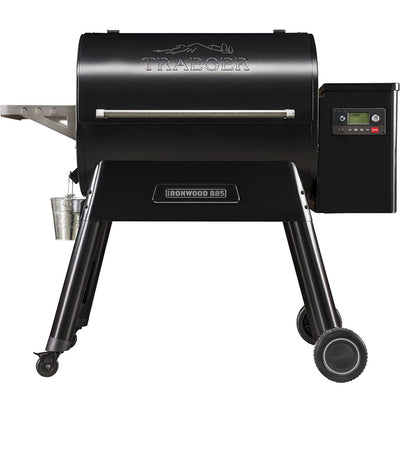 Traeger Grills Ironwood 885 Wood Pellet Grill and Smoker with WIFI Smart Home Technology, Black- NEW IN BOX!!! (Minor dent from shipping, otherwise perfect!)