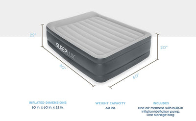 SLEEPLUX Durable Inflatable Air Mattress with Built-in Pump, Pillow and USB Charger**New in box**