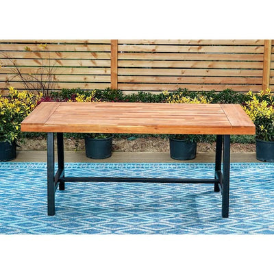 Phi Villa Black Rectangular Wood Patio Outdoor Dining Table**New in box**