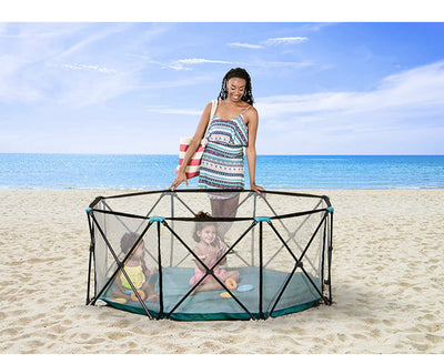 Regalo My Play Deluxe Extra Large Portable Play Yard Indoor and Outdoor, Bonus Kit, Washable, Teal, 8-Panel**New in Box**