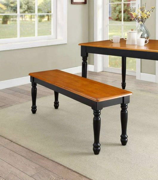 Better Homes & Gardens Autumn Lane Farmhouse Solid Wood Dining Bench, Black and Natural Finish- NEW IN BOX!!!