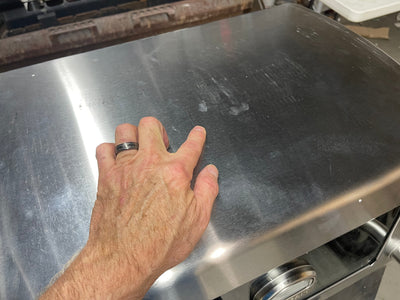The Big Catch proudly presents -   FRANKENGRILL !  it’s a brand new Cuisinart 2 burner stainless steel grill with pathetic little universal burner knobs that we installed since the original ones were missing
